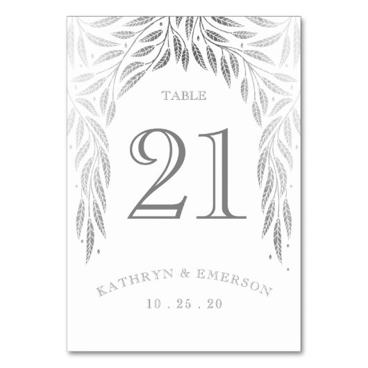 Onder de Willows Trouwtafel Kaarten Faux Silver (Voorkant)