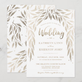 Onder de Willows Wedding Invitation Faux Gold Kaart