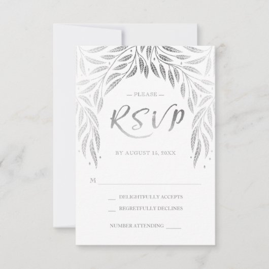 Onder de Willows Wedding RSVP Faux Silver (Voorkant)