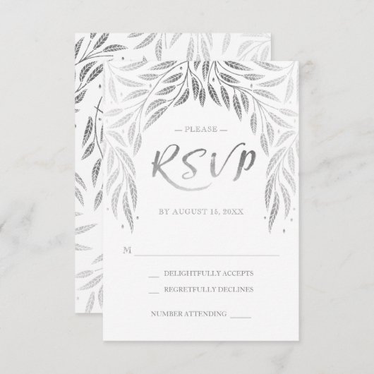 Onder de Willows Wedding RSVP Faux Silver (Voorkant / Achterkant)