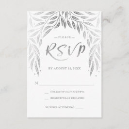 Onder de Willows Wedding RSVP Faux Silver Kaartje