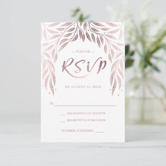Onder de Willows Wedding RSVP Roos Gold (Staand voorkant)