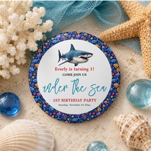 Onder de Zee 1e Verjaardagsfeestje Ronde Button 6,0 Cm