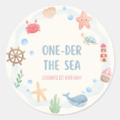 Onder de Zee 1e Verjaardagssticker Ronde Sticker (Voorkant)