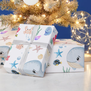 Onder de zee aqua baby shower cadeau cadeaupapier