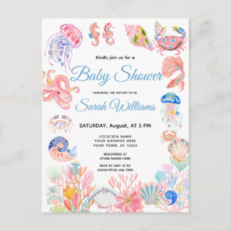 Onder de Zee Aquarel Baby Shower Uitnodiging