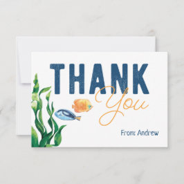 Onder de Zee Aquarel Bedankkaart Plat