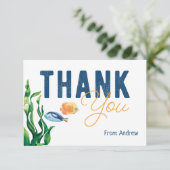 Onder de Zee Aquarel Bedankkaart Plat (Staand voorkant)