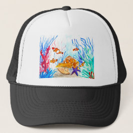 Onder de zee aquarel vis oceaan kust zee trucker pet