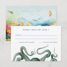 Onder de Zee Aquarium Bruiloft RSVP Kaartje