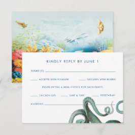 Onder de Zee Aquarium Bruiloftsmaaltijd Opties RSVP Kaartje