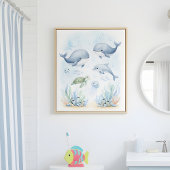 Onder de zee avontuur kids badkamer muurkunst poster