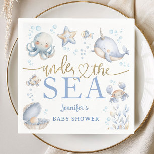 Onder De Zee Baby Borrel Jongen Blauwe Papier Servet