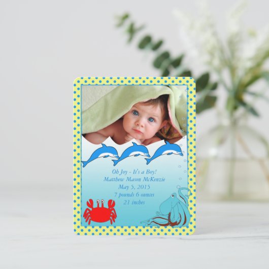 Onder de Zee Baby Boy aankondiging (Staand voorkant)