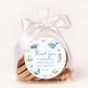 Onder De Zee Baby Shower Bedank Cadeautje Klassiek Ronde Sticker