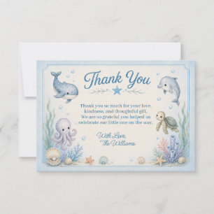 Onder de Zee Baby Shower Bedankkaart