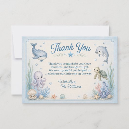 Onder de Zee Baby Shower Bedankkaart (Voorkant)