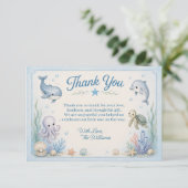 Onder de Zee Baby Shower Bedankkaart (Staand voorkant)