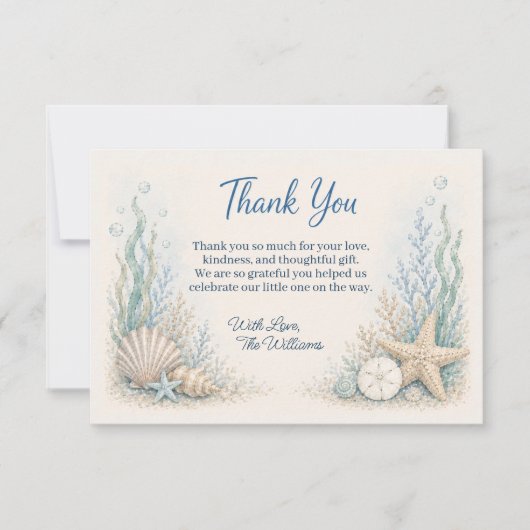 Onder de Zee Baby Shower Bedankkaart  (Voorkant)
