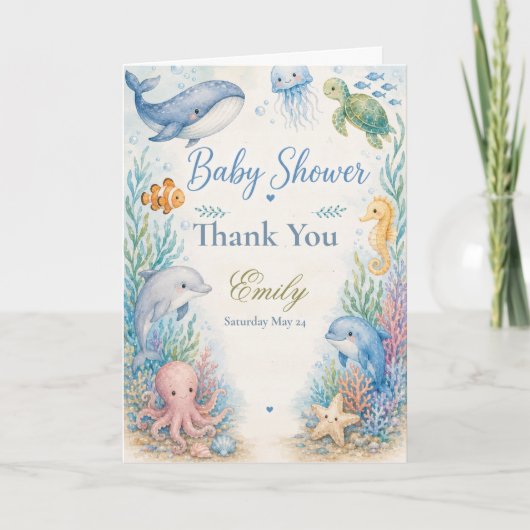 Onder de Zee Baby Shower Bedankkaart (Voorkant)