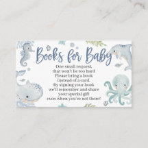 Onder de Zee Baby shower Book Card voor een jongen