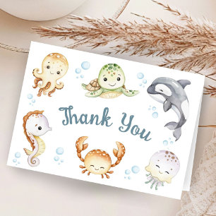 Onder de zee baby shower gevouwen bedankkaart