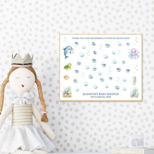 Onder de Zee Baby Shower Handtekening Poster