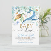 Onder de Zee Baby shower Invitation Boy Ocean Kaart (Staand voorkant)