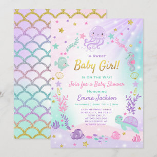 Onder de Zee Baby shower Invitation roze & Gold Kaart