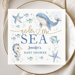 Onder de zee baby shower jongen blauwe oceaan papi servet