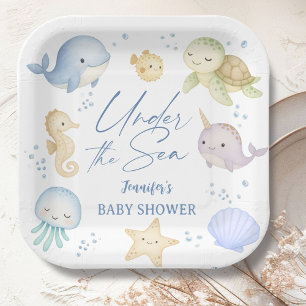 Onder De Zee Baby Shower Jongen Cute Oceaan Papieren Bordje