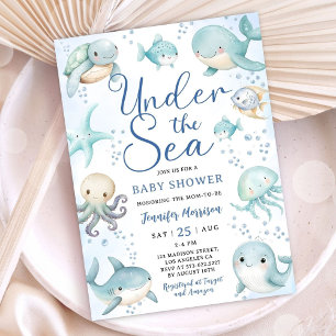 Onder de zee baby shower jongen leuk oceaan kaart