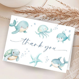 Onder de zee baby shower jongen oceaan bedankkaart