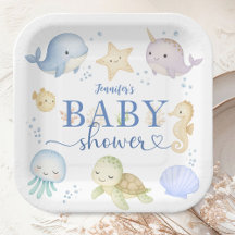 Onder de zee baby shower jongen oceaan papier