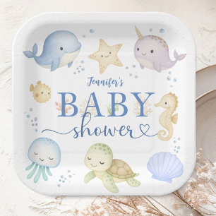Onder de zee baby shower jongen oceaan papier papieren bordje