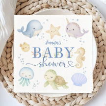 Onder de zee baby shower jongen oceaan papier