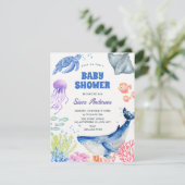 Onder de zee baby shower kaart (Staand voorkant)