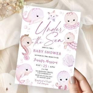 Onder De Zee Baby Shower Meisje Roze Oceaan Cute Kaart