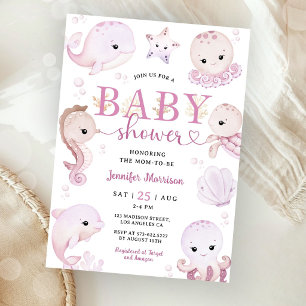 Onder De Zee Baby Shower Meisje Roze Oceaan Kaart