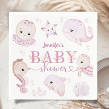 Onder de zee baby shower meisje roze oceaan papier
