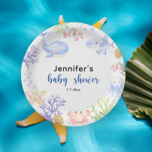 Onder de zee baby shower oceandieren papieren bordje