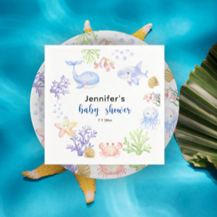 Onder de zee baby shower oceandieren servet