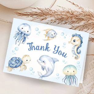 Onder de zee baby shower opgevouwen bedankkaart