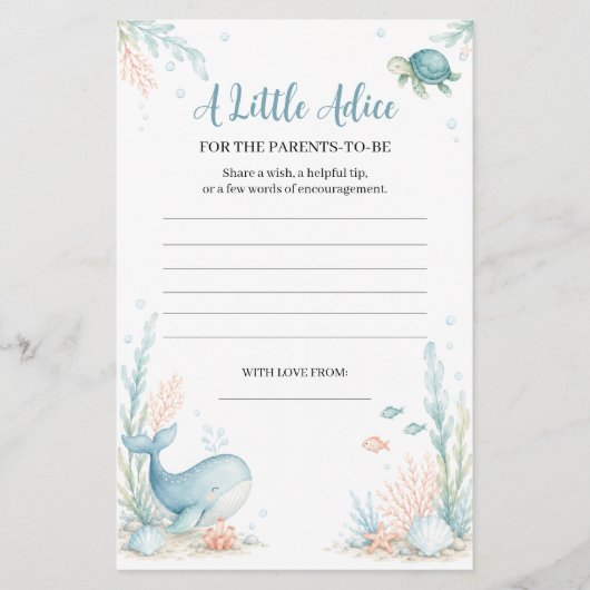 Onder de zee Baby Shower Ouderlijk Advies Flyer (Voorkant)
