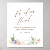 Onder de Zee Baby shower Pacifier Hunt Sign Poster (Voorkant)