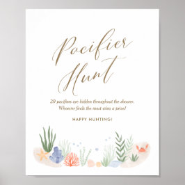 Onder de Zee Baby shower Pacifier Hunt Sign Poster