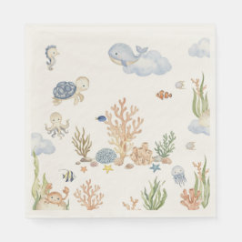 Onder de zee baby shower papieren servetten