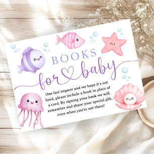 Onder de zee baby shower roze oceaan boeken informatiekaartje
