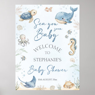 Onder de Zee Baby Shower Welkomstbord Poster