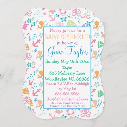 Onder de Zee Baby Sprinkle Kaart (Voorkant / Achterkant)